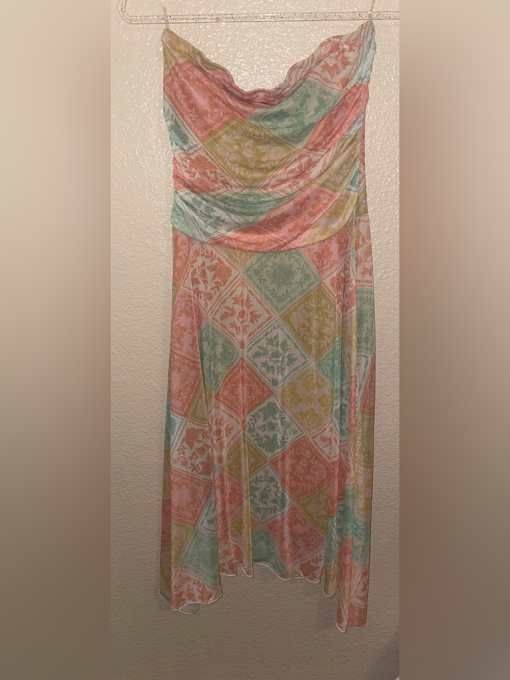 Mesh strapless dress with Pastel floral Accents NWT